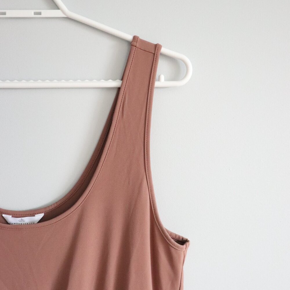 Camber & Grace Women's Sz M Dusty Pink Sleeveless Pocket Stretch Tank Jumpsuit - Picture 6 of 12